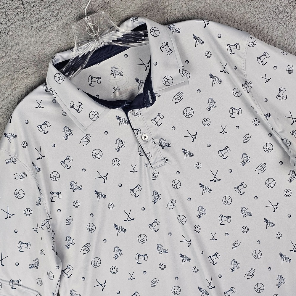 Swannies Golf Polo Shirt Mens Large Chubbs All Over Print Performance Popover‎